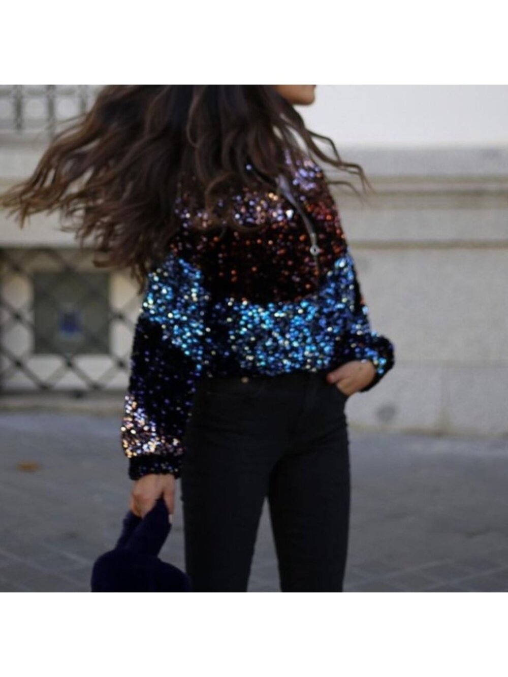 Zara Sequin Festive Days Cropped Bomber Jacket sz M - Picture 4 of 13